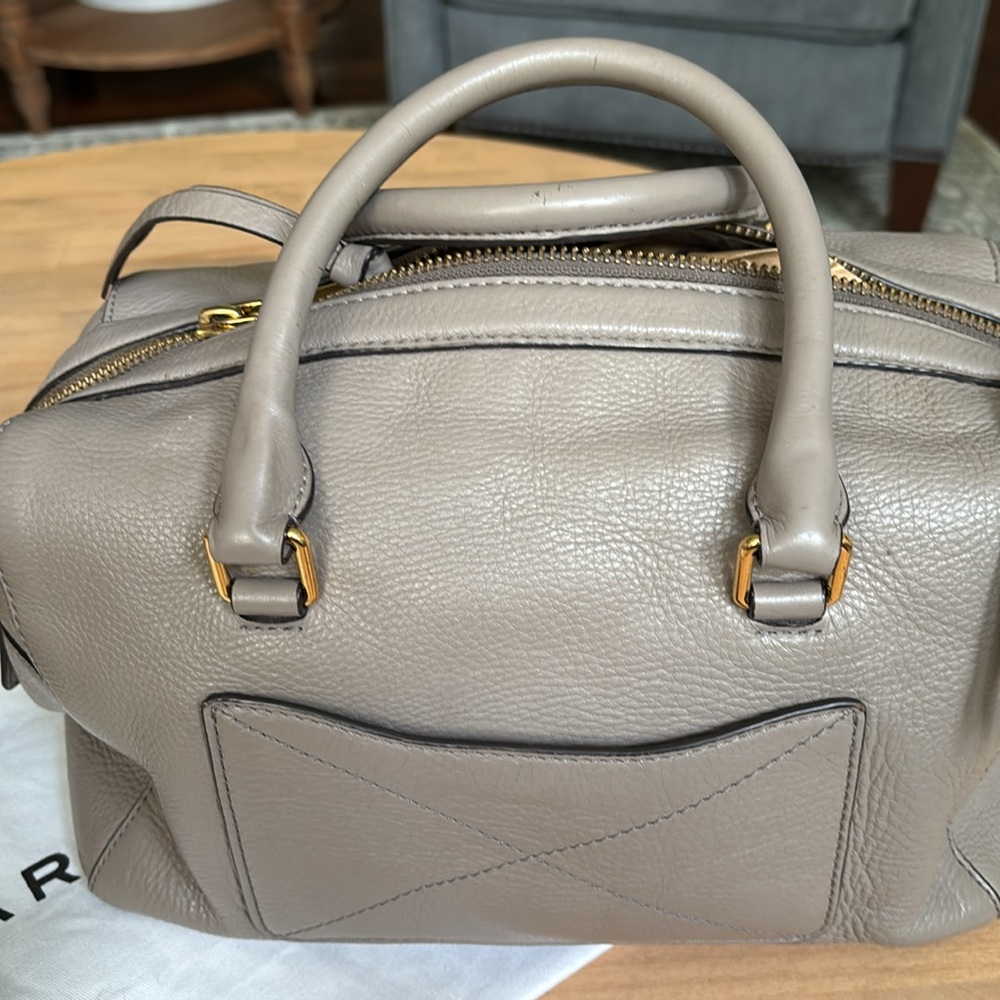 Marc Jacobβs Calfskin Recruit Bauletto Satchel Purse Bag Mink Gray - Picture 8 of 14